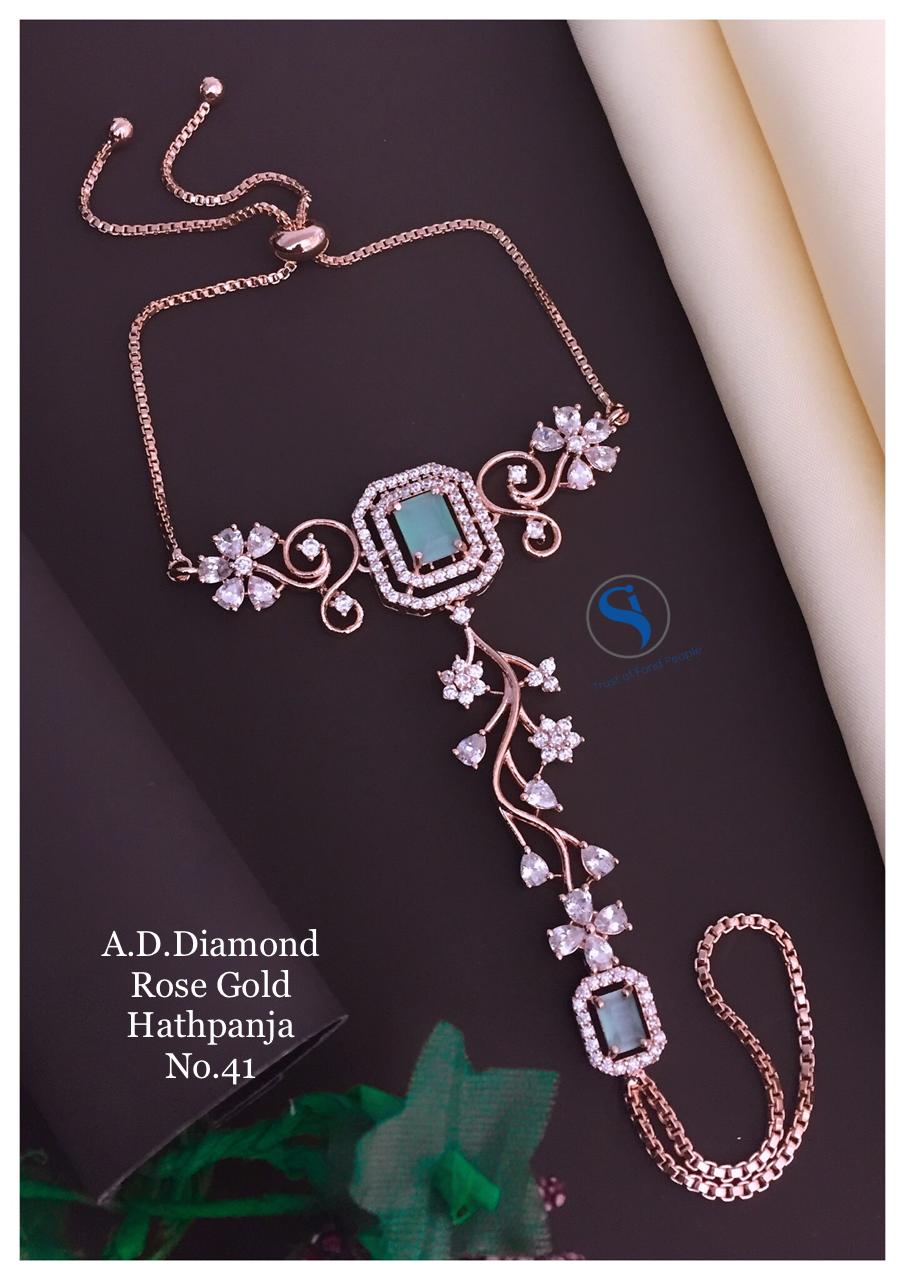Designer Rose Gold AD Diamond Hath Panja Catalog
